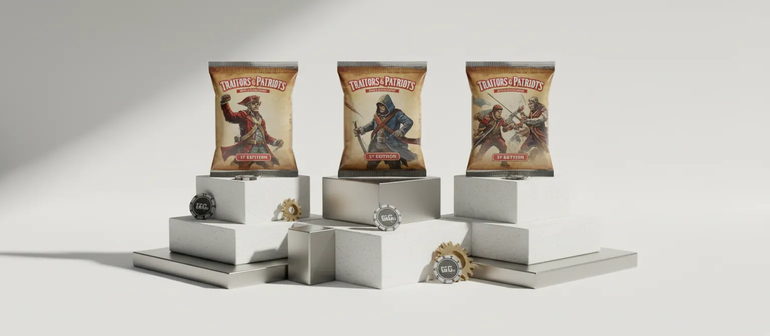 SatireVeritas card packs with struck GG Co. coins