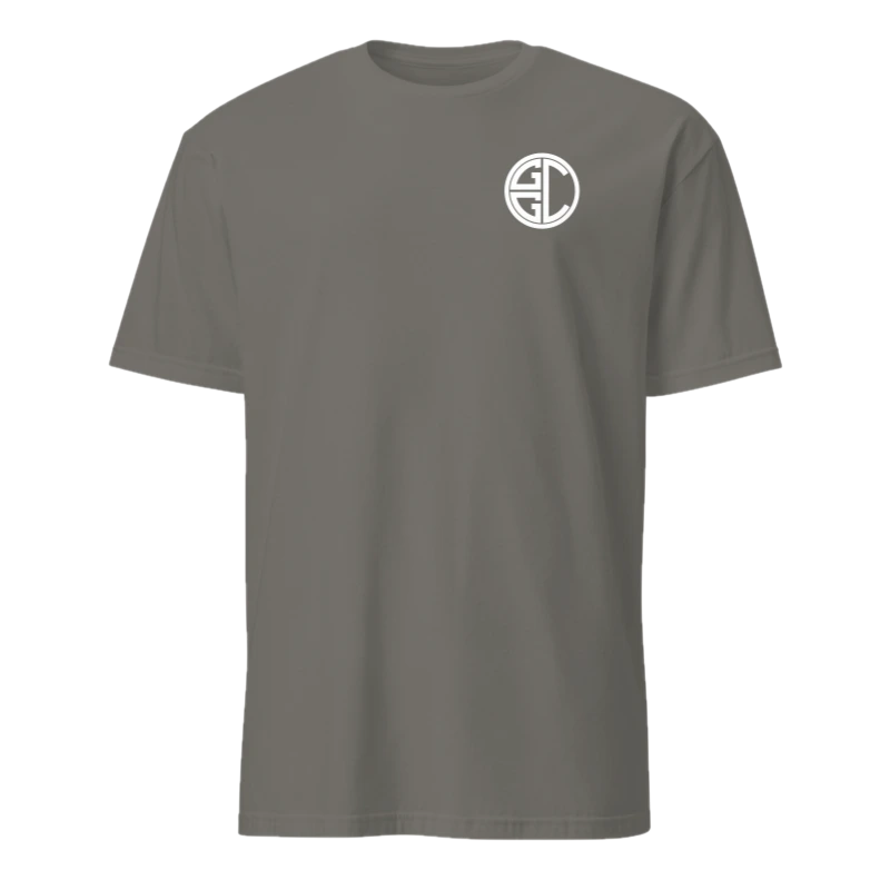 The Monogram & Seal Tee — White Ink — shown on the Everyday Tee in Charcoal