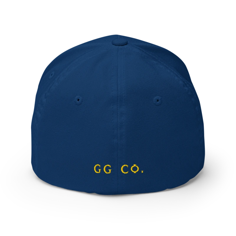 The Pablito Potamus Crest Cap — back view, on the Fitted Cap in Royal Blue