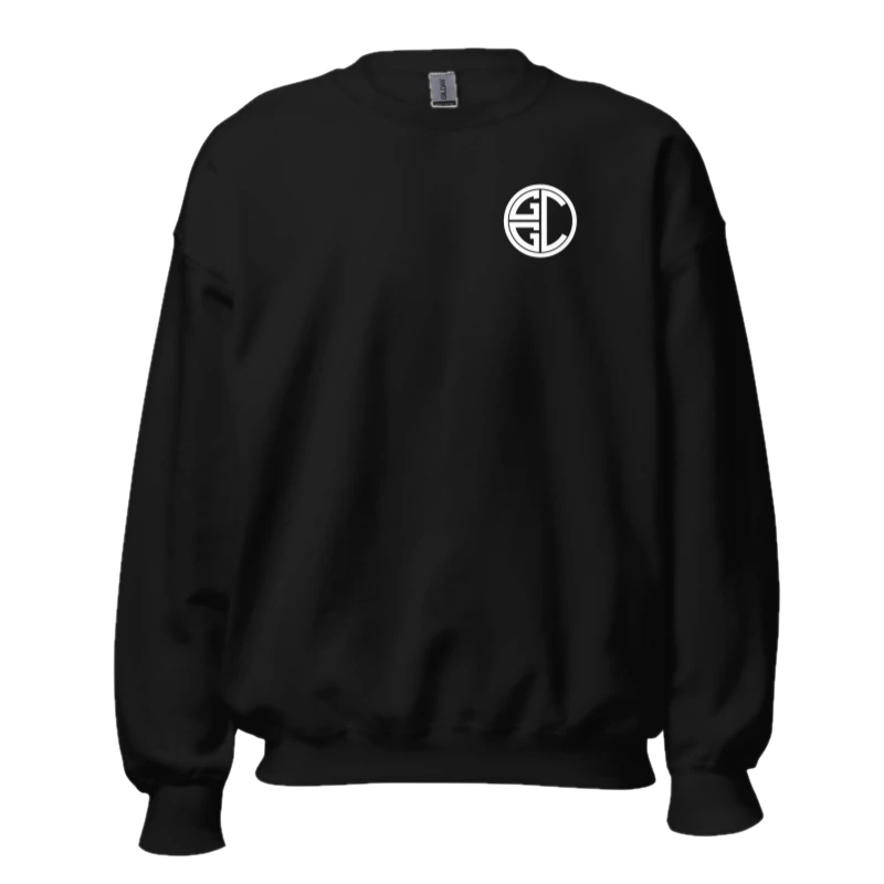 The Monogram & Seal Crewneck — White Ink — shown on the Crewneck in Black