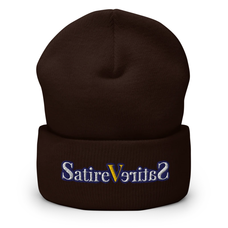 The SatireVeritaS Beanie — shown on the Cuffed Beanie in Brown