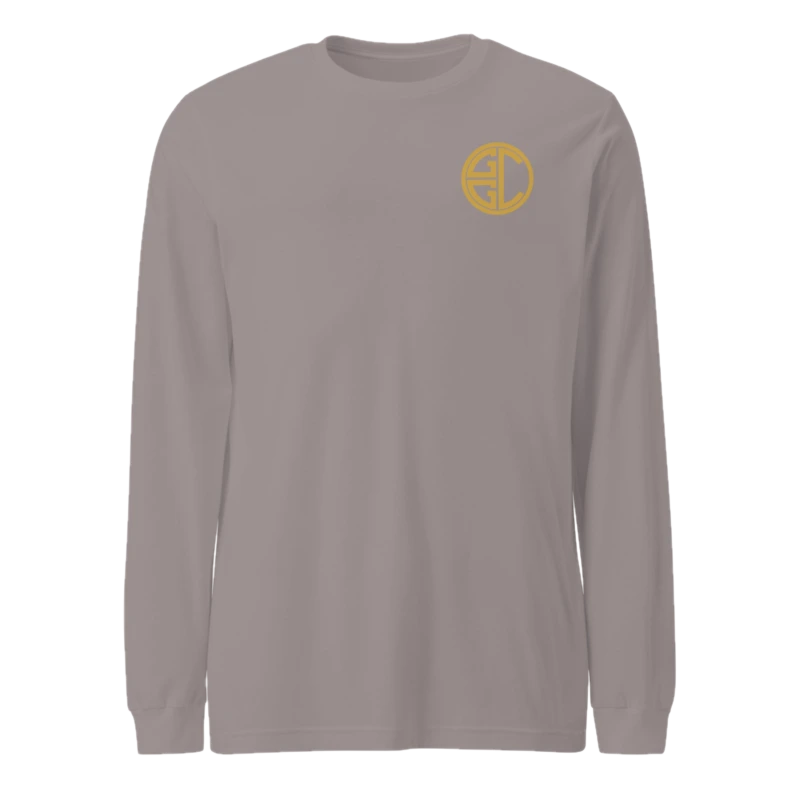 The Monogram & Seal Long Sleeve — Gold Ink — shown on the Classic Long Sleeve in Storm