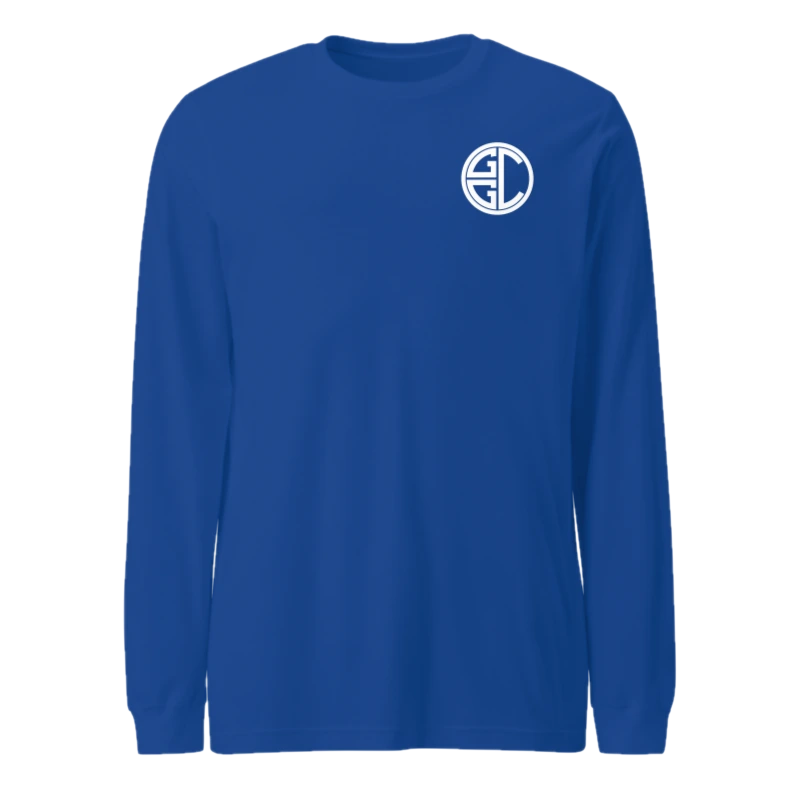 The Monogram & Seal Long Sleeve — White Ink — shown on the Classic Long Sleeve in True Royal